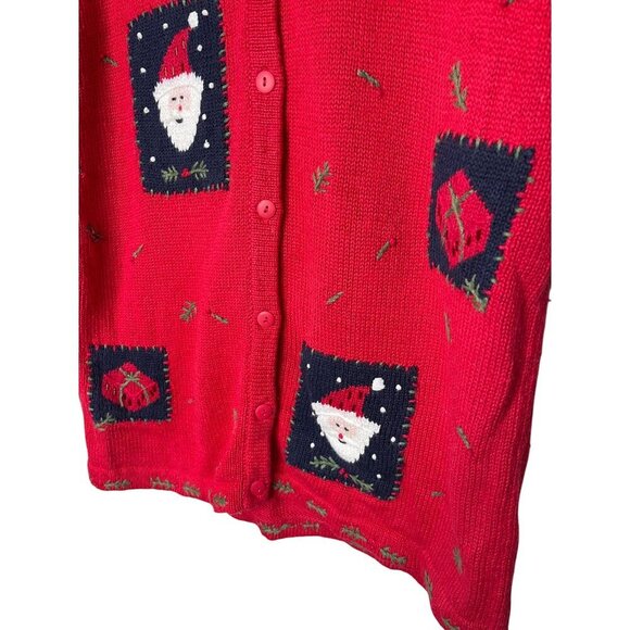 Vintage Quacker Factory Christmas Cardigan Sweater Santa Claus Size Small/Medium - Picture 3 of 7